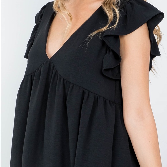 New Boutique Black Ruffle Sleeve Dress - Picture 2 of 9